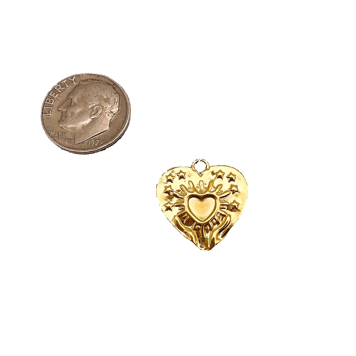Gold Hammered Heart Charm