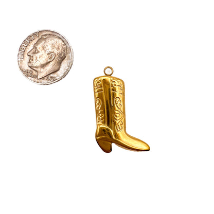Gold cowboy boot charm 