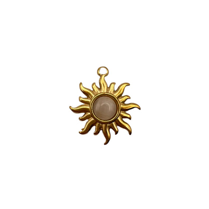 Gold Sun Charm with Crystal