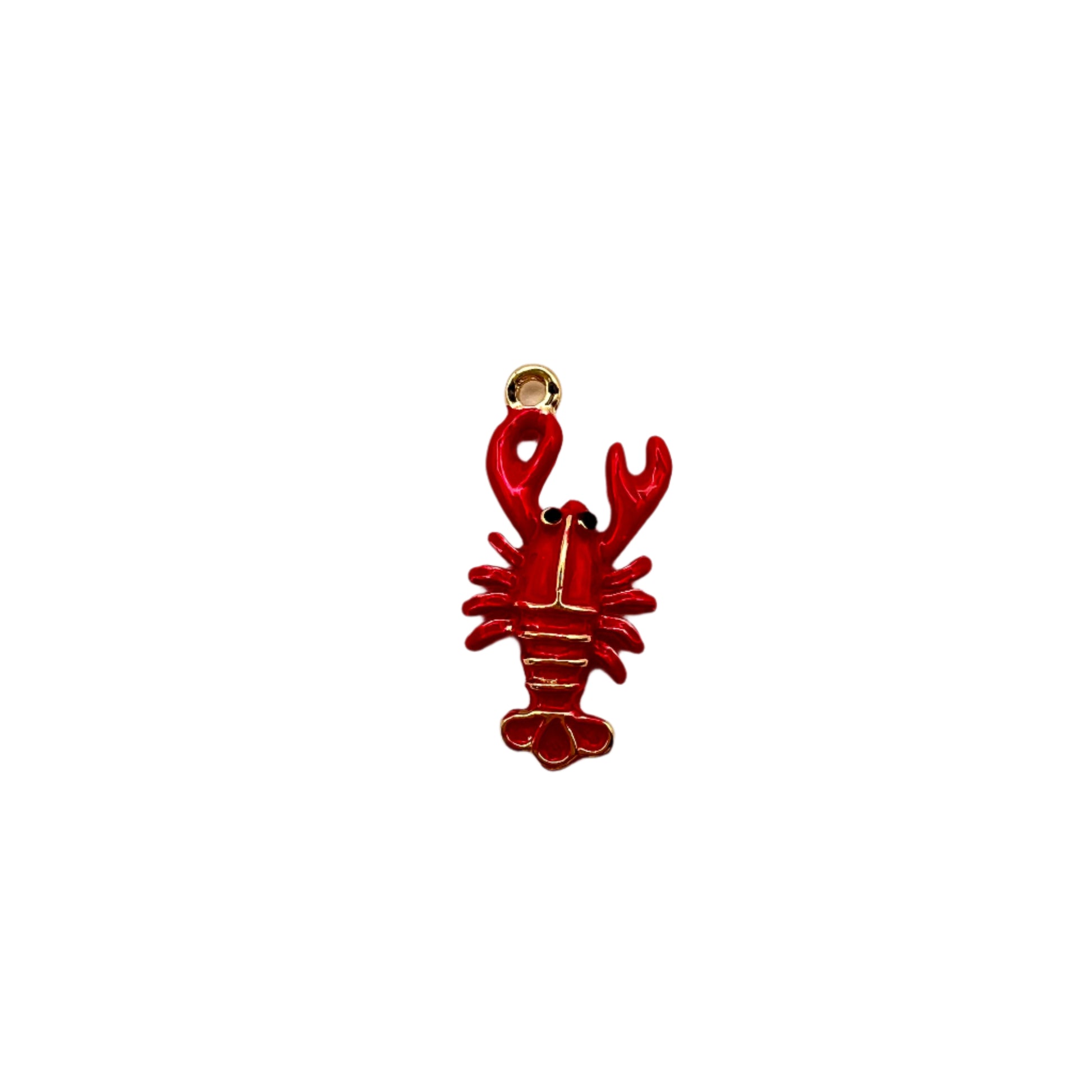 Red lobster charm on a white background