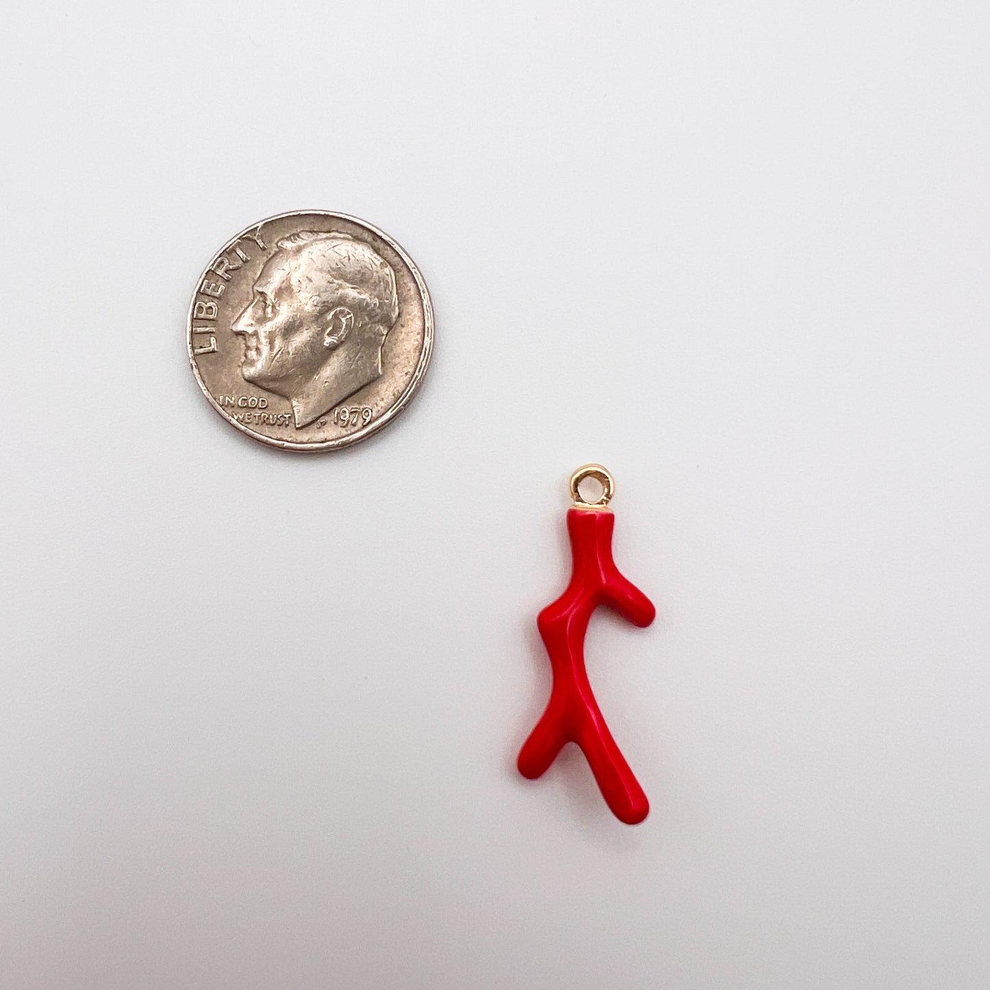 Red coral branch pendant 