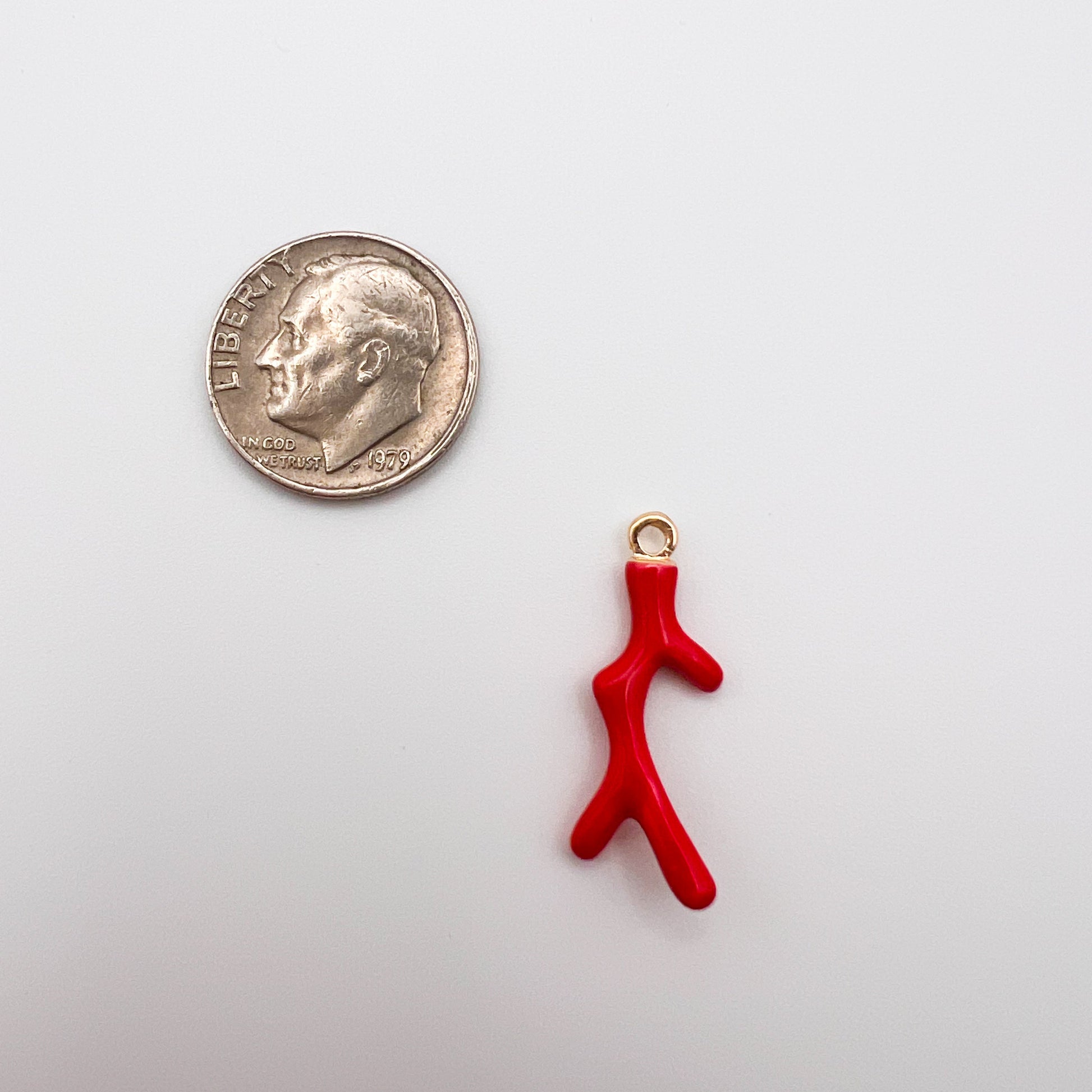 Red coral branch pendant 
