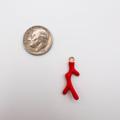 Red coral branch pendant 