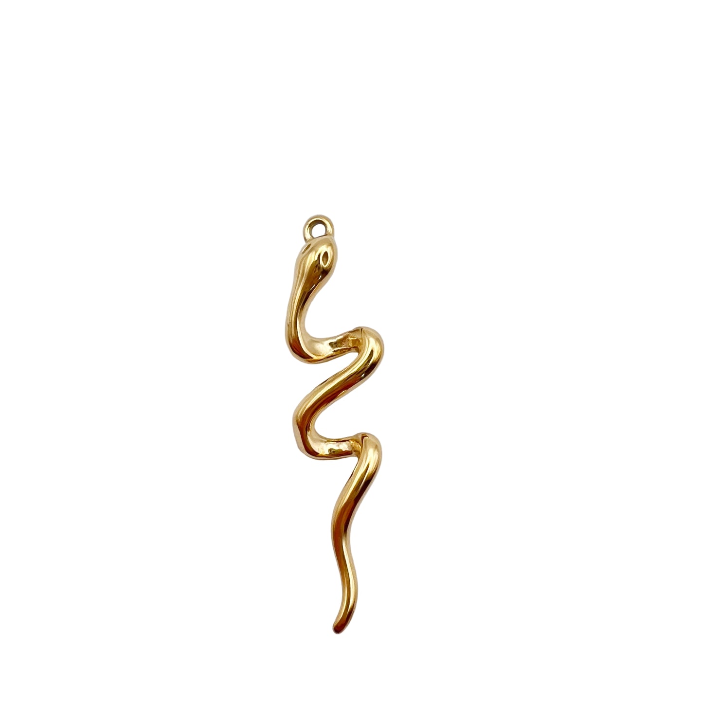 Gold snake-shaped pendant on a light gray background