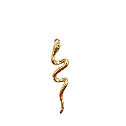 Gold snake-shaped pendant on a light gray background