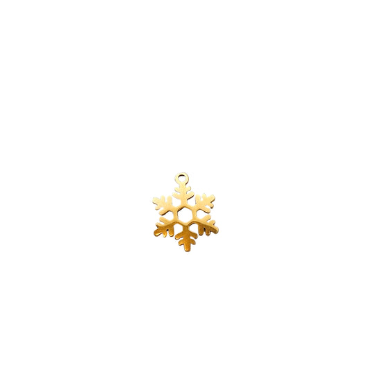 Gold snowflake pendant on a light gray background