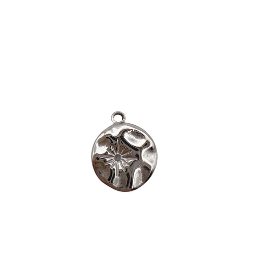 Silver pendant on a white background