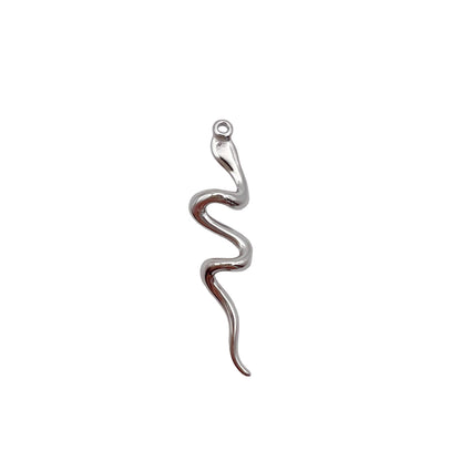 Silver snake-shaped pendant on a light gray background