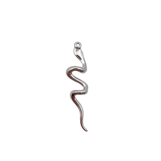 Silver snake-shaped pendant on a light gray background