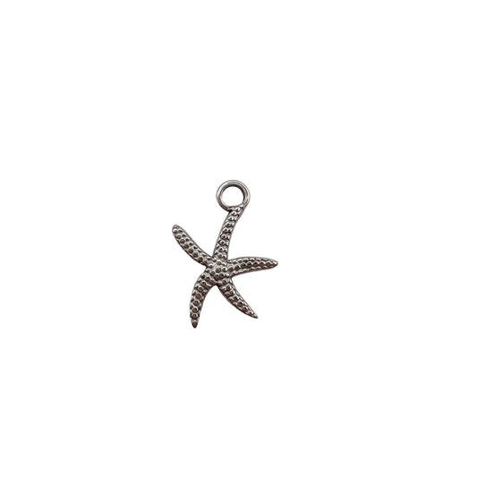 Silver starfish charm on a white background